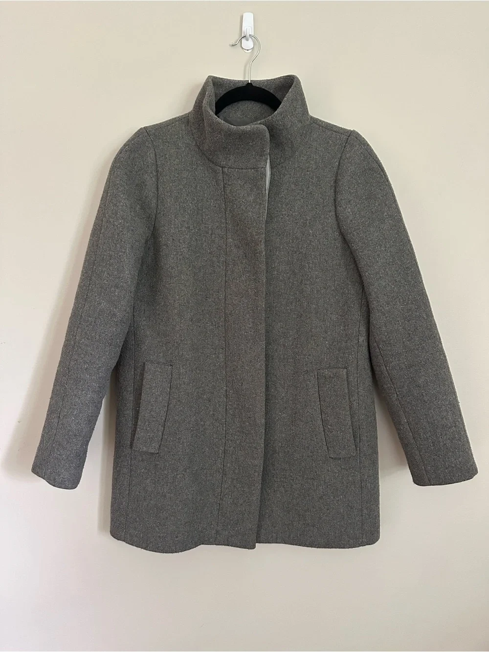 J.Crew Mercantile City Gray Wool Blend Coat Womens Size 6 Funnel Neck Capsule - Picture 2 of 10